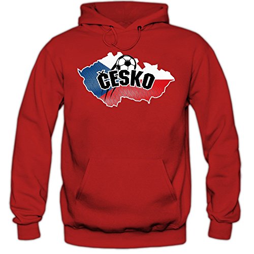 Tschechien WM 2018 #1 Hoodie | Fußball | Herren | Trikot | Nationalmannschaft © Shirt Happenz, Farbe:Rot (Red F421);Größe:XL