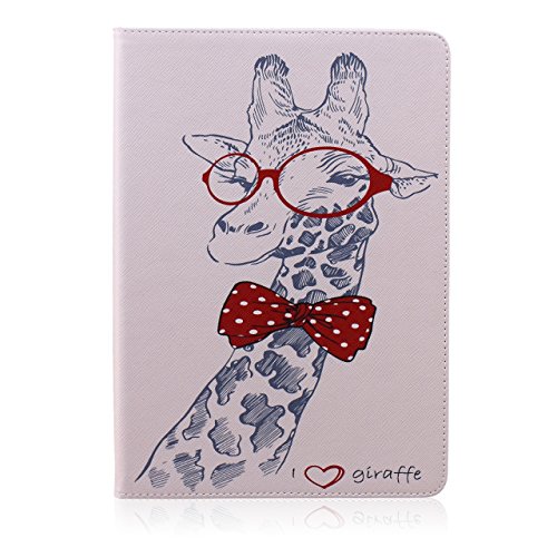 iPad Air 2 Hülle, Deenor Bunt Painting und Stilvoll Brieftasche Tasche PU Leder Flip Protective Stand Tasche Schutzhülle Hülle für Apple iPad Air 2 iPad 6 Generation.[Giraffe] - 2