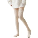 AVNISH Wool Warm Thigh High Socks | Knitted Thick Thermal Woolen Socks for Women Winter Wear Knee Length | Knee High Leg Warm