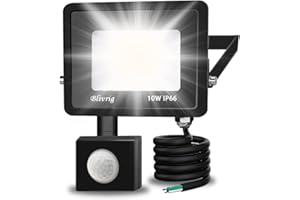 ‎BLIVRIG LED Strahler mit Bewegungsmelder,10W Strahler mit Bewegungsmelder Aussen,1000LM Superhell LED Scheinwerfer Außen 6000K Kaltweiß IP66 Wasserfest Aussenstrahler,für Garten,Innenhöfe,Garage,Hotel,Flur