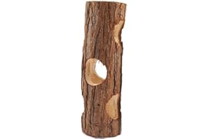 ANCLLO Tubo de túnel de madera natural para hámster, cabaña de juego, bosque, tronco hueco, diseño de agujero para ardillas, ratones, chinchillas, ardillas, animales pequeños