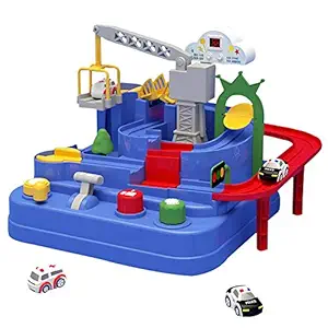 Roebii Kids Rail Car Adventure Toy, Urban Rail Vehicle Parking Lot Kit Children Race Car Track Set Creative and Funny Train Set Car Model Racing Educational Toys Best Gifts for Boys Girls Kids