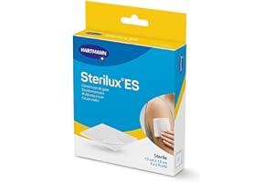 MOLICARE Sterilux ES stérile - Compresses de Gaze 17 fils - 8 plis - 100% Coton Absorbant - Ne S'effilochent Pas - 7,5 x 7,5 cm - 5 x 2 Unités