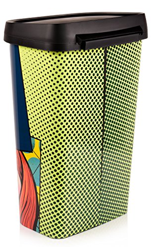 Curver Mülleimer 50L aus Kunststoff mit Pop Art Motiv | Abfallkorb mit Müllbeutel Clip an der Rückseite | Gesamthöhe 63 cm | Stylisches Pop Art Motiv für das gewisse etwas in Ihrer Küche - 2