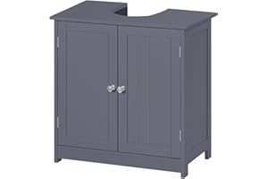 eSituro Waschbeckenunterschrank, Unterschrank, Waschtischunterschrank, Badezimmerschrank mit 2 Türen Badschrank aus MDF Grau 60 x 60 x 30 cm,Landhausstil