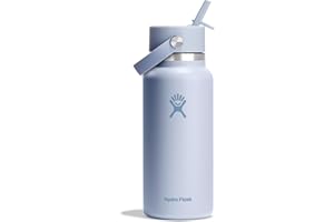 Hydro Flask - Botella de Agua 946 ml 32 oz - Acero Inoxidable con Aislamiento al Vacío y Tapa de Pajita Flexible - Wide Mouth - Surf, 946ml (32oz)