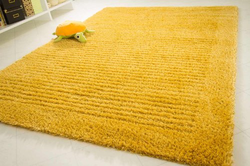 Hochflor Teppich Struktur - Designer Shaggy Teppich bernstein - GUT Siegel, Größe: 120x170 cm