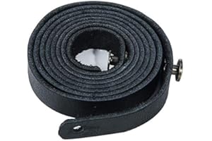 KAMTHING Binocular Shoulder Neck Replacement Strap Genuine Leather Handmade Thin Sling Belt harness Universal for Adults Hunting Bird Watching (Black)