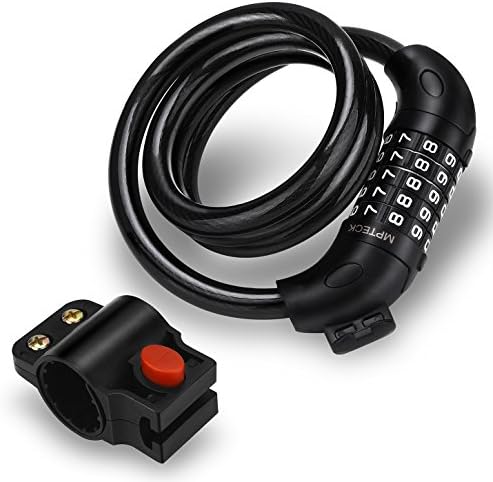 MPTECK @ Security Bike Lock Security Bike Lock Motorcycle Motorbike lock 5 Digit Combination Lock Chain Lock for Bicycle Outdoors Combination Lock Chain Lock for Bicycle Motorcycles Mountain Bike Outdoors