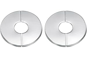 sourcing map 2pcs Wall Split Flange 0.87" (22mm) Stainless Steel Round Self-Adhesive Split Flange Pipe Cover Clip-on Escutcheon Collar for Floor Ceiling Bathroom Kitchen Toilet