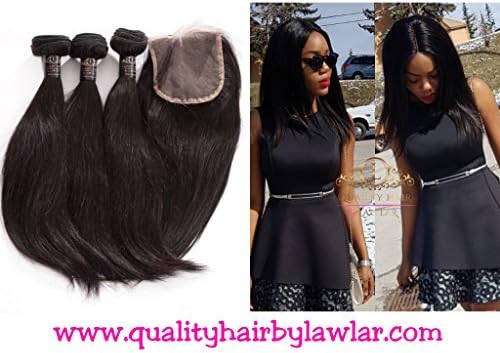Brazilian Human Hair - 3 pcs Bundle & Lace Closure Deal - Human Hair Extensions - Premium Quality Virgin Human Hair & Lace Closure