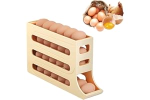 TAECHALINGO Porta Uova da Frigo,Egg Holder,Porta Uova in Plastica,Dispenser per Uova da Frigorifero,Contenitore Uova Frigorifero,Scatola per La Conservazione Delle Uova (Beige)