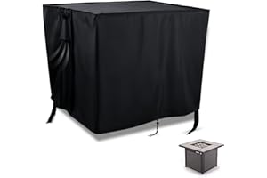 Hengme Square Fire Pit Cover,420D Oxford Fabric with Adjustable Drawstring,Garden Patio Fire Pit Table Covers,Black (76x76x63cm)