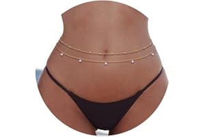 JeryWe 18K Placcato Oro Vita Catene stratificati Corpo Catene per Le Donne Ragazze in Acciaio Inox Sexy Bikini Belly Catene Bohemian Estate Spiaggia Corpo Gioielli
