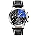 Produktbild Hunpta Luxus Mode Kunstleder Mens Blue Ray Glas Quarz Analog Datum Uhren (A)