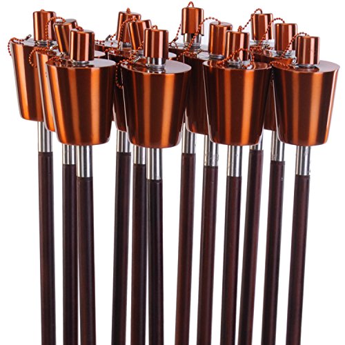 Gartenfackel Edelstahl Öl-fackeln für draußen 110cm mit Holzstab Edelstahlfackeln Party Strand Hochzeit-Deko Outdoor Fackeln (8er Set Kupfer) - 3
