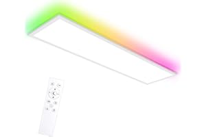 ORAYMIN Lámpara de Techo LED Panel Dimmable 120x30cm con Control Remoto, 40W, Panel de Techo con Iluminación Indirecta RGB, Función de Memoria, 3000K-6500K, Luz de Día, para Cocina, Sala de Estar, Oficina
