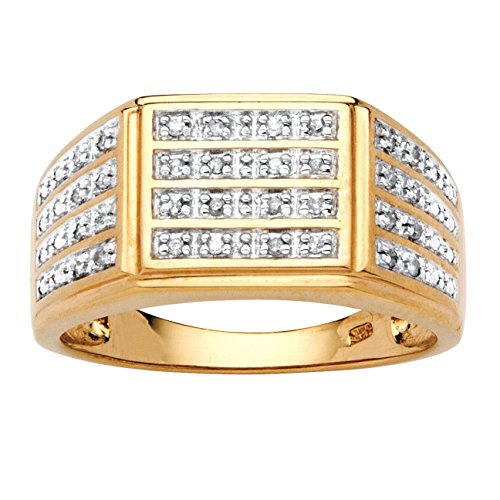 Palm Beach Jewelry – Herren Ring – Rund, 0,16 ct. Diamanten, Pavé-Fassung – 18 Karat vergoldetes Sterlingsilber