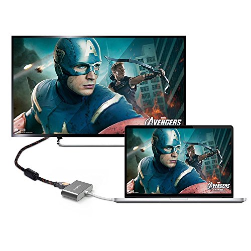 Typ C auf HDMI + VGA Adapter, wesimi USB 3.1 Typ C (USB C) auf VGA HDMI UHD Konverter Adapter mit Aluminium Gehäuse für MacBook / ChromeBook Pixel, Plug & Play (Typ c zu hdmi vga Adapter) - 5
