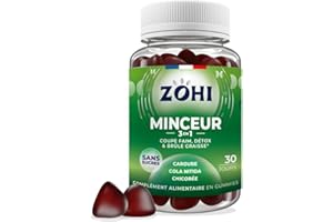 Complément Alimentaire Minceur -Gummies Minceur-60 gommes de fruits goût Framboise Pamplemousse- ZOHI- Fabriqué en France