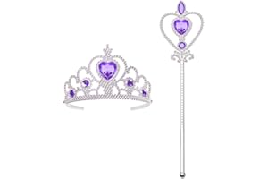 Vicloon Elsa Princess Tiara, Tiara Crown and Fairy Wand Elsa Dress Up Accessories Set for Party, Cosplay