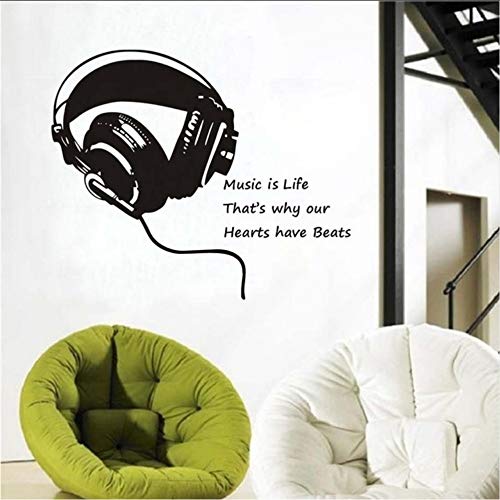 Preisvergleich Produktbild Chellonm Musik Ist Leben Kopfhörer Wandaufkleber Für Kinderzimmer Schlafzimmer Musik Hinweis Wandtattoos Abnehmbare Vinyl Aufkleber Wohnkultur 46 * 59 Cm