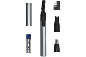 ‎WAHL WAHL Micro Groomsman, 3 in 1, präziser Ohr-, Nasen- und Gesichtstrimmer, Rotierender Nasen-/Ohrenhaartrimmer, batteriebetrieben, langlebige abwaschbare Aufsätze