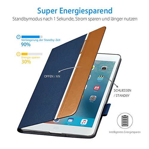 AUAUA iPad Pro 9.7 Hülle, iPad Pro 9.7 PU Leder Tasche Schutzhülle Schal + Clear Schutzfolie(Gift) für Apple iPad Pro 9.7 Zoll Apple Tablet - 4