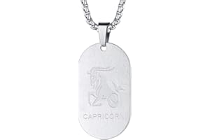 FaithHeart Collier Signe Astrologique Homme Femme Acier Inoxydable,Pendentif Plaque Militaire Zodiaque avec Chaîne Réglable