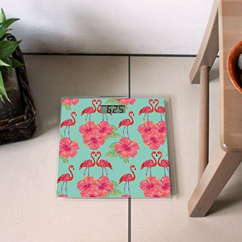 banjado – digitale Personenwaage Körperwaage 30cm x 30cm Glaswaage mit Motiv Flamingo Liebe - 5