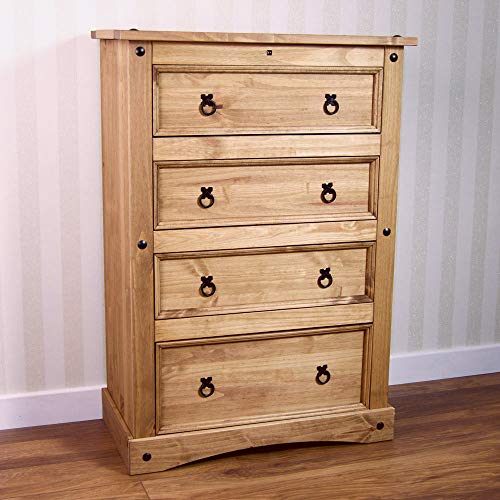 Vida Designs Corona Chest Of Drawers, 4 Drawer, Solid Pine Wood Amazon