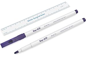 Ezy-Aid STERILE Skin Marker | Gentian Violet Ink, Ruler in Sterile Pack, Individually wrapped | Fine, Regular, Extra Fine & Broad Tip | Non Toxic, Safe on sensitive skin (Broad Tip, 10, count)