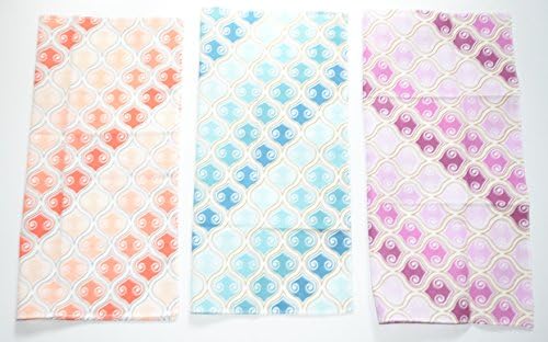 Ladies 100% Cotton Funky Art Design Handkerchiefs (pack of 3), large size, 35cm x 35cm, Trendy Colours In A Funky Design