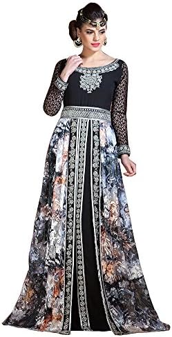 Palas Fashion Women's Party Wear Full Sleeve Black Beading Around The Neck Long Sleeve Kaftan Black UK Size 12