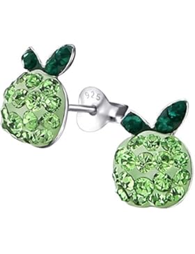 Laimons Kids Kinder-Ohrstecker Kinderschmuck Apfel Grün Glitzer Sterling Silber 925