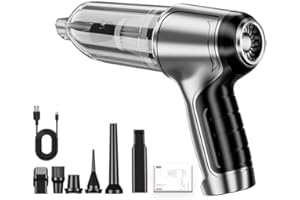 Journeyside Aspirateur à Main, 4 en 1 Mini Aspirateur Voiture ，16000pa Aspirateur Voiture Puissant, 2000mAh*2 Grande Capacité, Convient pour Une Utilisation à la Maison et en Voiture, Gris et Blanc