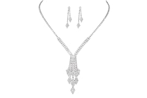 KONFEN Rhinestones Necklace and Earring Sets for Women, Pearl Wedding Bridal jewellery Set for Women, Party Birthday Anniversary Christmas Mothers Day Valentine's Day Gifts