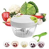 🔥 Zugmechanismus - Zerkleinerer wird manuell betrieben und ist durch den Zugmechanismus sehr leicht zu bedienen. Je nachdem, wie oft und kräftig Sie ziehen, verändert sich der Feinheitsgrad der zu zerkleinernden Lebensmittel.Das Gerät ist somit bestens geeignet für die schnelle Verarbeitung von Lebensmitteln. Besonders gut eignet sich der Zerkleinerer zum Zerkleinern von Obst, Zwiebel und Gemüsen, Nüssen, Kräutern oder Gewürzen.