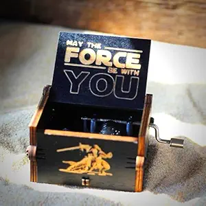 Caaju Wood Music Boxes Star Wars Antique Engraved Wooden Musical Box Gifts for Birthday/Christmas/Valentine's Day/Thanksgiving Days Hand-Operated Present Kid Toys (Black) (Black)
