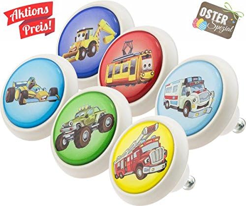 Furniture Knobs Assorted Set 0001 Cars &amp; Vehicles 6 pcs Ceramic Vintage Style Ceramic Cupboard Decor Door Knobs Kitchen Cabinet Drawer Pulls Handles for Kids Nursery