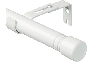Harrms Barras de cortina para cortinas con ojales, barra de cortina blanca de 76 a 116 cm con remates de tapa y soportes ajustables, postes de cortina opacos de gasa de metal extensibles para sala de