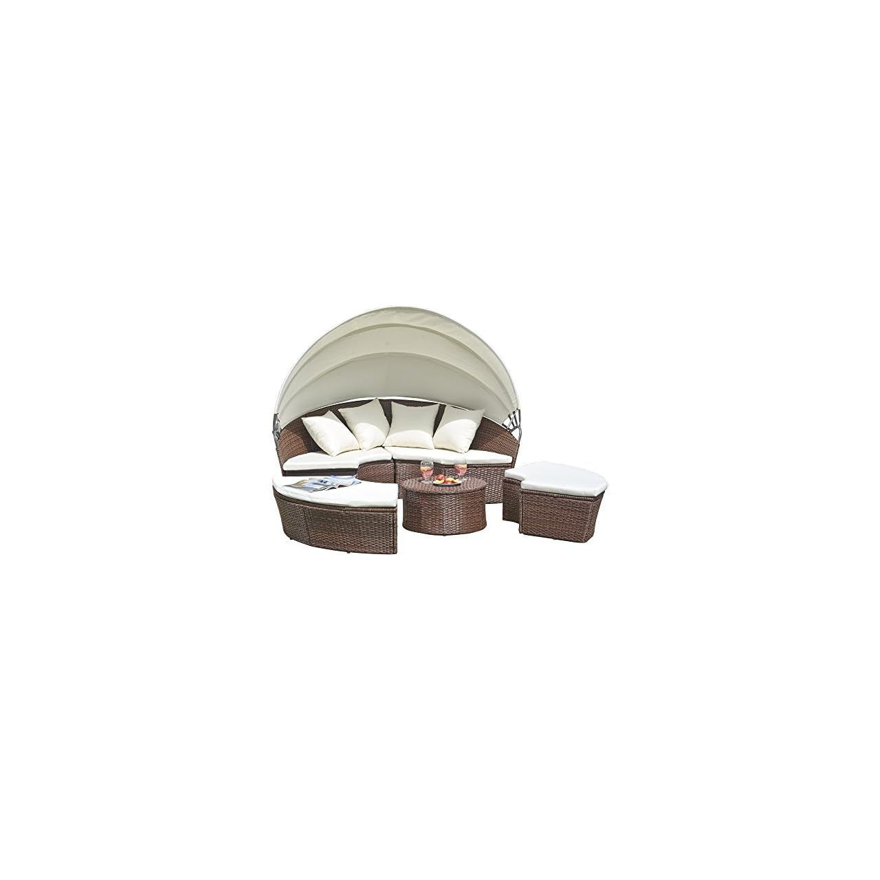 Rattan Garden Bed Outdoor Furniture Set - ASTONSHEDSUK