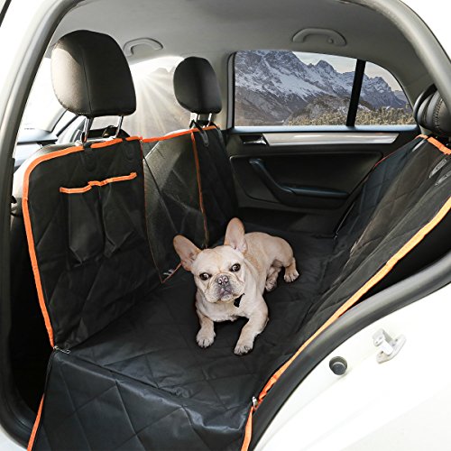 Cheerforu Funda de Asiento de Coche para Perro con Ventana de visualización de Malla, Resistente al Agua, a Prueba de arañazos, Antideslizante, para Asiento Trasero, Hamaca de Viaje para Perro