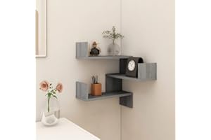 Coavain Estantería de Esquina de Pared 40x40x50 cm Muebles Esquineros Estante Esquina Estante Libros Pared Librero Flotante Estante Flotante Estantes Madera Corner Shelf Gris Sonoma