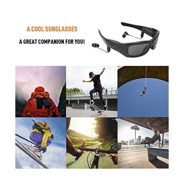 LIGHTOP Bluetoothe Kamera Brille UV400 Stereo Bluetooth Headset Kopfhörer Cam polarisierte Sonnenbrille mit Kamera Weitwinkel 120 Grad für Radfahren Motorad Bike – Bild 3