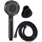 Berev 5 Function High Pressure Shower Head Joint 150 Cm Hose Black Shower Set