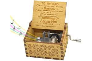 Micteney Daughter To dad Music Box Play the Tune You Are My Sunshine,Wooden Hand Crank Music Box for dad Gifts from Daughter (Daughter to dad)