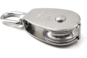 FLOMORE M50 Wire Rope Single Pulley Block 304 Stainless Steel Roller Pulley Bearing Roller Pack of 1 Loading:400KG