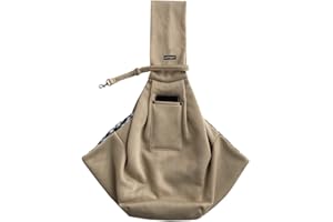 Leconpet Dog Sling Carrier Shoulder Bag for Pets with Mobile Phone Pocket Safety Buckle Security Lock, Suitable for Puppy, Small Dogs, and Cats for Outdoor Travel (Khaki)