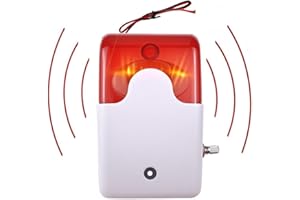 Taikuwu Sirena flash da 12 V con allarme da 110 dB, forte allarme flash per sistemi di sicurezza, luce stroboscopica, volume regolabile, montaggio a parete, alloggiamento in ABS